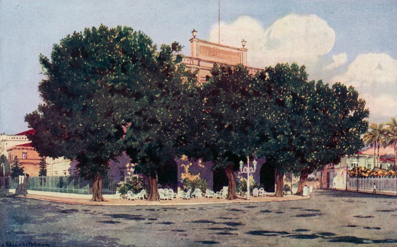 فندق دوس إسترانجيروس ، يرتاده العالم الرسمي لريو والأجانب المتميزون (لون ليثو) بواسطة Edgar L. Pattison