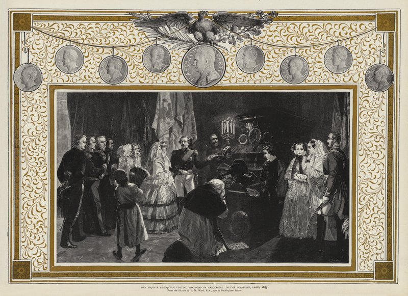 جلالة الملكة تزور قبر نابليون الأول في Invalides ، باريس ، 1855 بواسطة إدغار ملفيل وارد