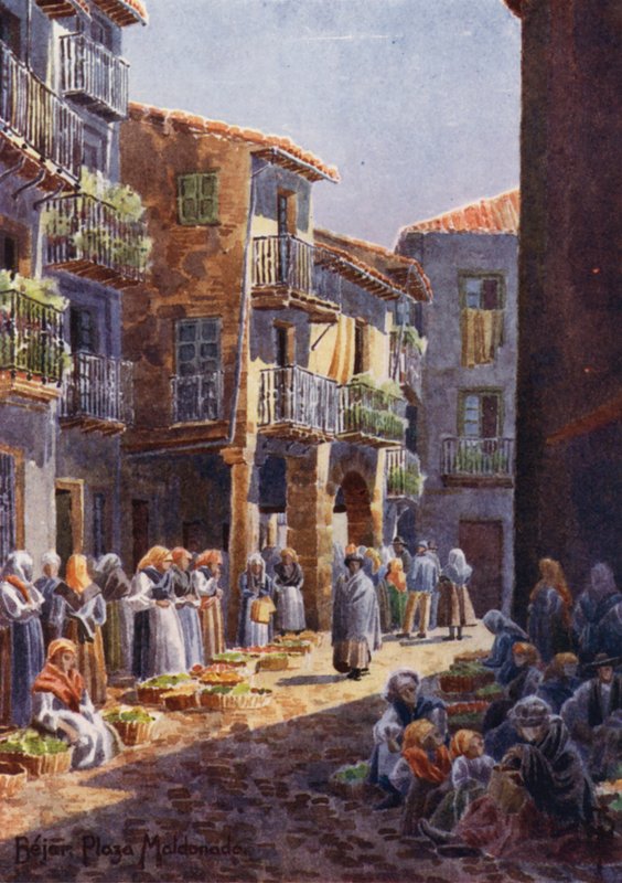 شمال إسبانيا: Bejar ، A Corner in the Market-place (color litho) بواسطة إدغار تي إيه ويغرام