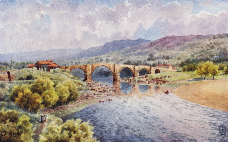 شمال إسبانيا: Orense ، The Bridge Over the Mino (لون ليثو) بواسطة إدغار تي إيه ويغرام