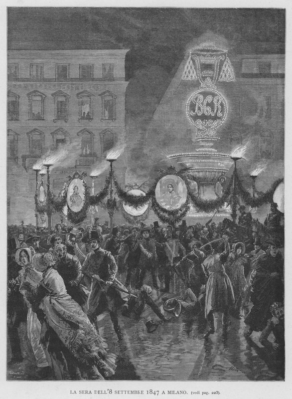 مساء 8 سبتمبر 1847 في ميلانو (نقش) بواسطة إدواردو ماتانيا