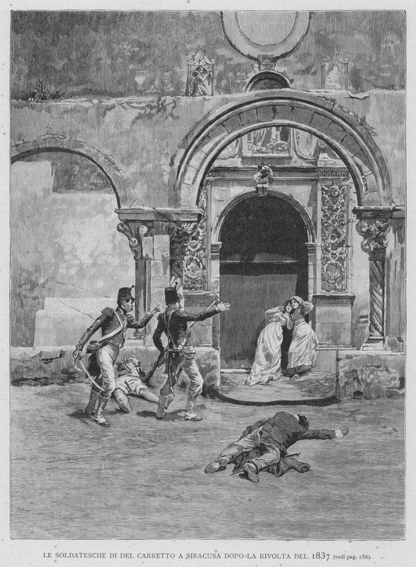 جنود ديل كاريتو في سيراكيوز بعد ثورة 1837 (نقش) بواسطة إدواردو ماتانيا