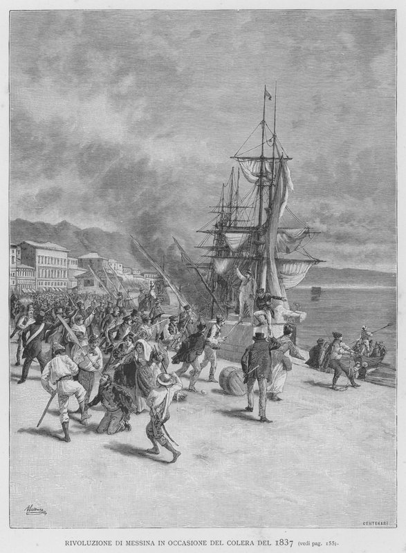 ثورة ميسينا بمناسبة الكوليرا عام 1837 (نقش) بواسطة إدواردو ماتانيا