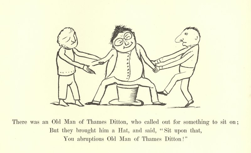 كان هناك رجل عجوز من Thames Ditton ، الذي دعا إلى شيء للجلوس عليه بواسطة إدوارد لير