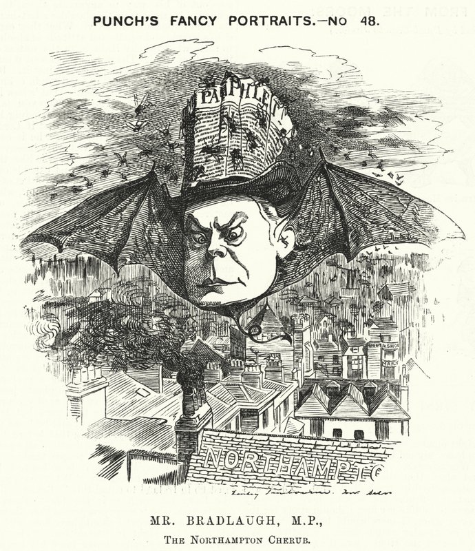 Punch cartoon: Charles Bradlaugh, English Liberal politician and atheist (engraving) بواسطة إدوارد لينلي (بعد) سامبورن