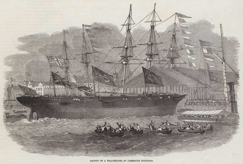 إطلاق سفينة بخارية في Limehouse Dockyard بواسطة إدوين ويدون