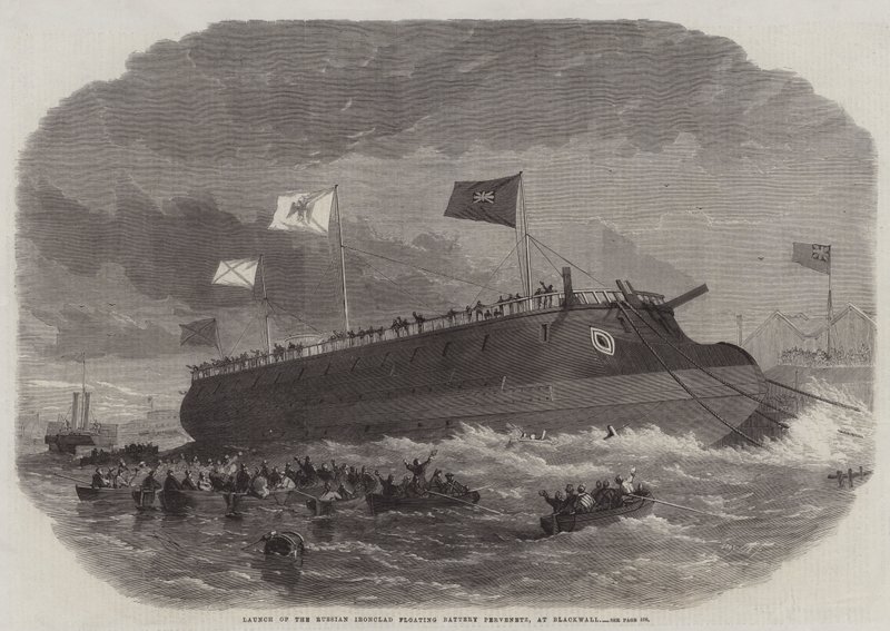 إطلاق البطارية الروسية العائمة Ironclad Pervenetz في Blackwall بواسطة إدوين ويدون