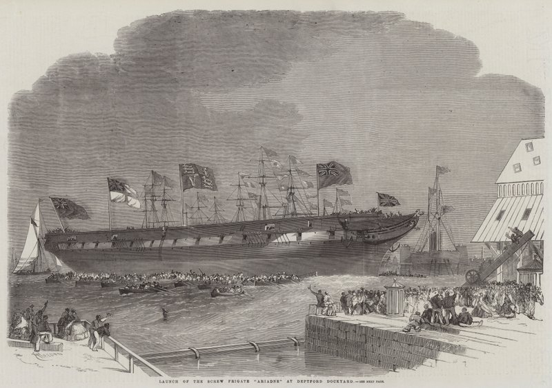 إطلاق برغي فرقاطة أريادن في Deptford Dockyard بواسطة إدوين ويدون