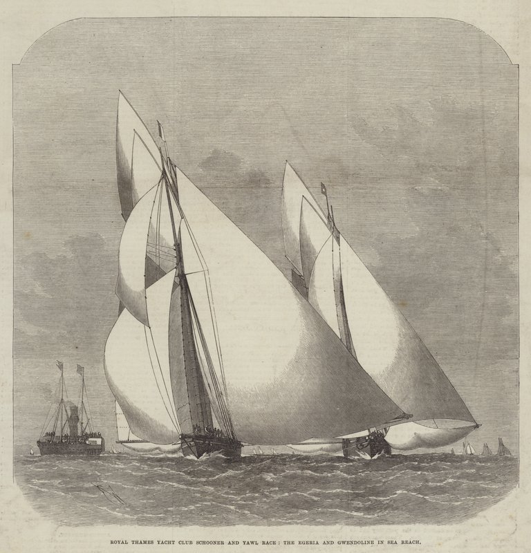 Royal Thames Yacht Club Schooner و Yawl Race و Egeria و Gwendoline في Sea Reach بواسطة إدوين ويدون