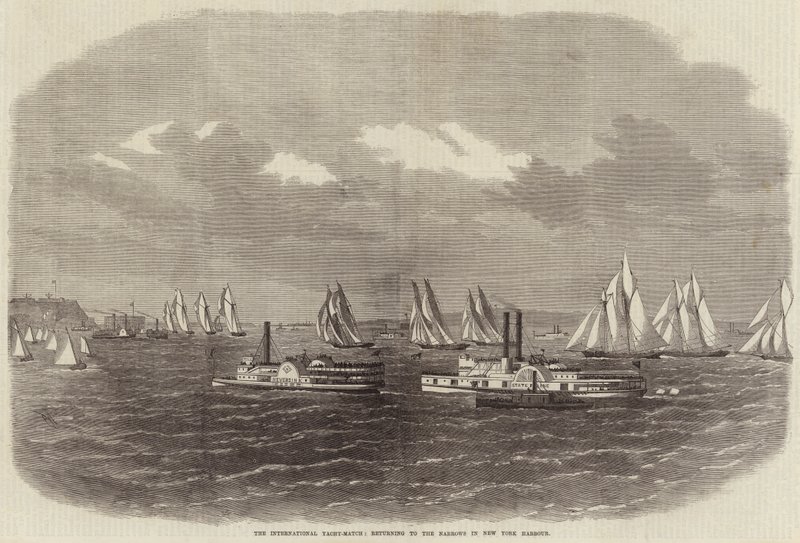 مباراة اليخوت الدولية ، العودة إلى Narrows في New York Harbour بواسطة إدوين ويدون