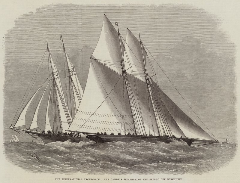 سباق اليخوت الدولي ، Cambria التجوية على Sappho قبالة Bonchurch بواسطة إدوين ويدون