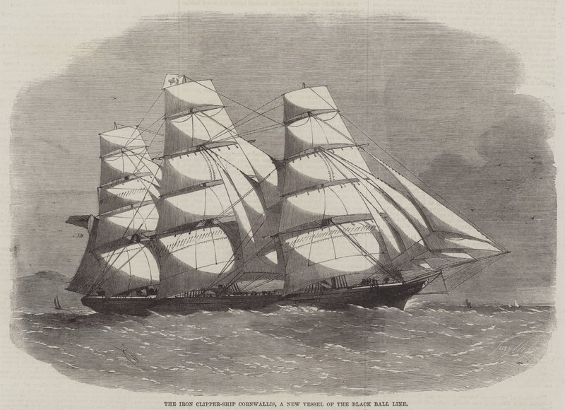 The Clipper-Ship Cornwallis ، سفينة جديدة لخط الكرة السوداء بواسطة إدوين ويدون