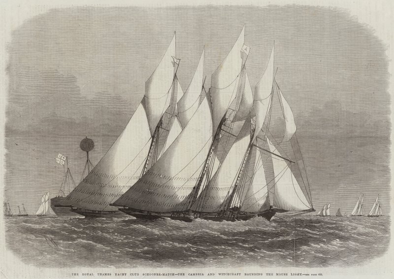The Royal Thames Yacht Club Schooner-Match و Cambria و Witchcraft يحيطان ضوء الفأر بواسطة إدوين ويدون