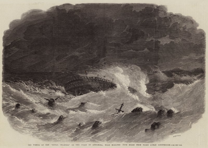 حطام الميثاق الملكي على ساحل Anglesea ، بالقرب من Moelfre Five Miles من Point Lynas Lighthouse بواسطة إدوين ويدون