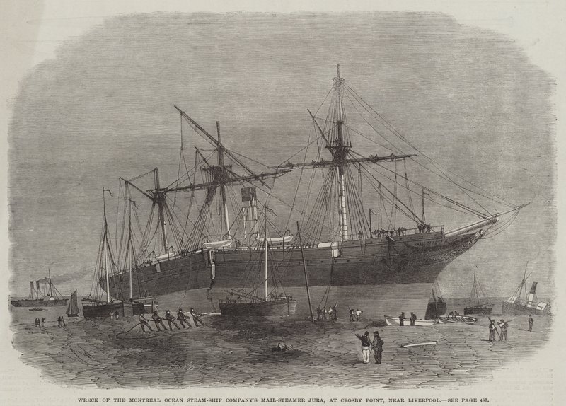 حطام بريد بريد سفينة بخار شركة Montreal Ocean Steam-Ship ، في Crosby Point ، بالقرب من ليفربول بواسطة إدوين ويدون