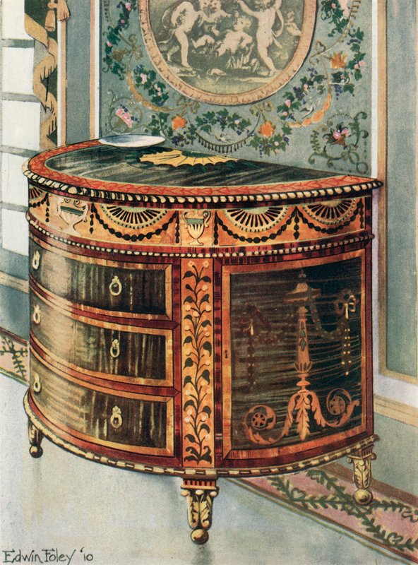 مطعمة Satinwood Commod - Ormolu يتصاعد بواسطة إدوين جون فولي
