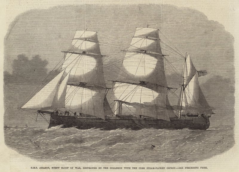 HMS Amazon ، برغي Sloop of War ، دمره الاصطدام مع حزمة Cork Steam-Osprey بواسطة إدوين ويدون