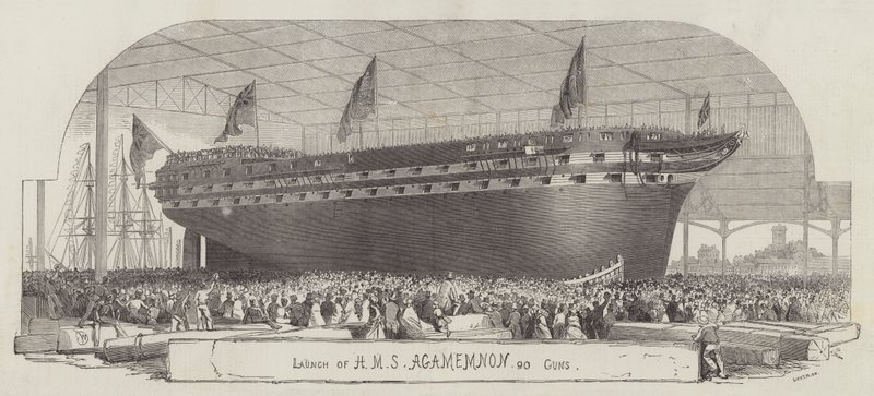 إطلاق HMS Agamemnon ، 90 بندقية بواسطة إدوين ويدون