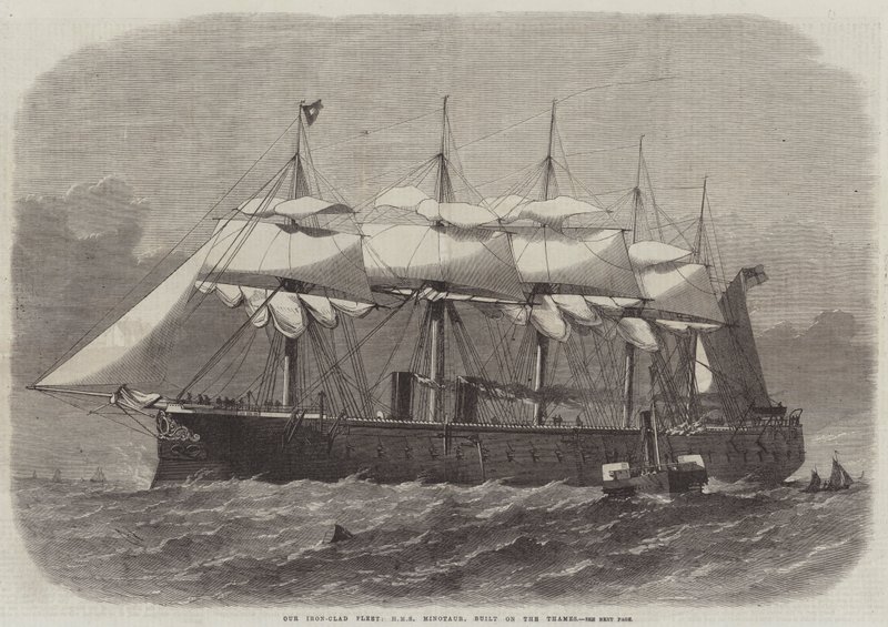 أسطولنا المكسو بالحديد ، HMS Minotaur ، مبني على نهر التايمز بواسطة إدوين ويدون