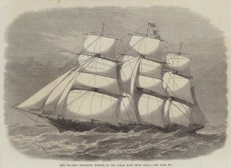 The Tea-Ship Spindrift ، الفائز في سباق المحيط من الصين بواسطة إدوين ويدون