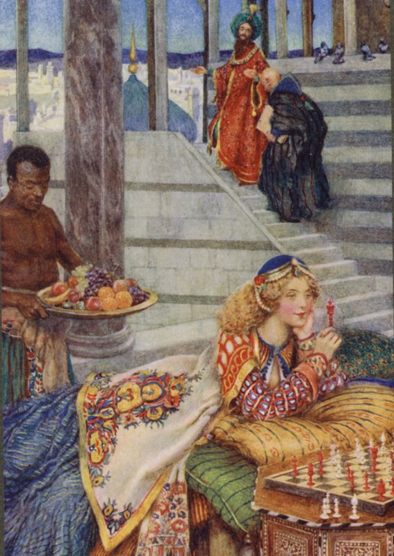 رسم توضيحي لأفكار الملك من تأليف ألفريد لورد تينيسون (لون ليثو) بواسطة إليانور فورتسكو بريكديل