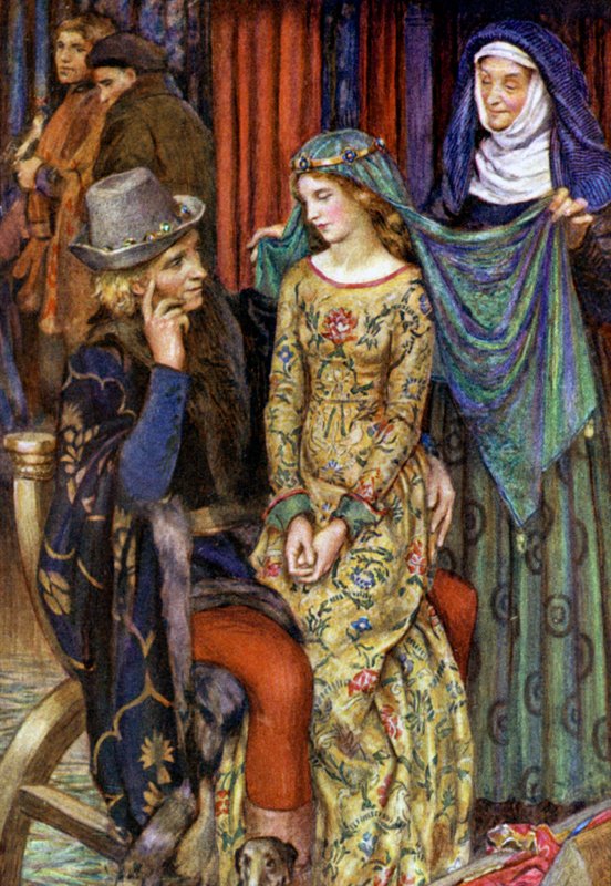 رسم توضيحي لأفكار الملك من تأليف ألفريد لورد تينيسون (لون ليثو) بواسطة إليانور فورتسكو بريكديل