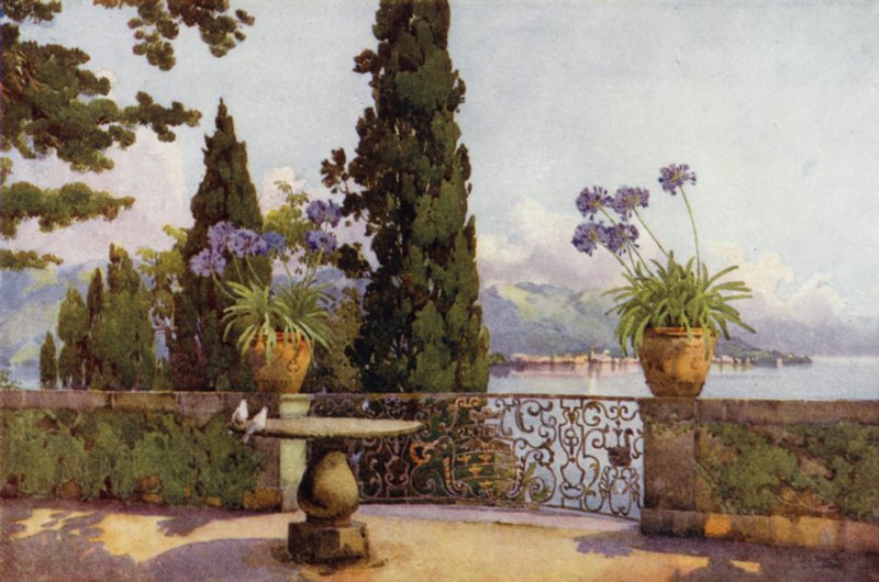 Pallanza من Isola Bella ، بحيرة Maggiore (لون ليثو) بواسطة إيلا دو كين