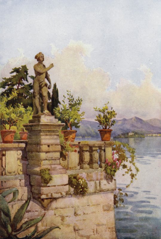 الشرفة ، Isola Bella ، بحيرة Maggiore (لون ليثو) بواسطة إيلا دو كين