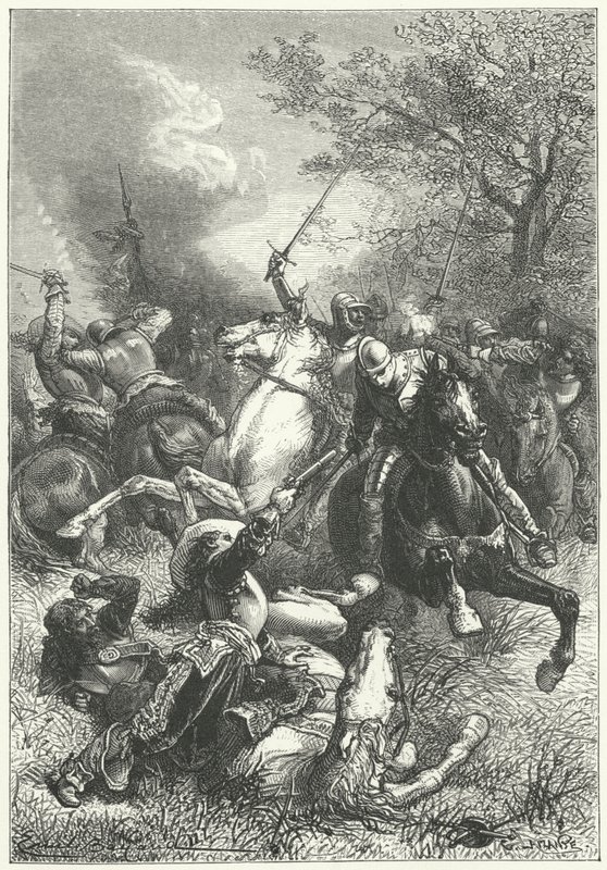 Cromwell's Ironsides قتال سلاح الفرسان الملكي في الحرب الأهلية الإنجليزية (نقش) بواسطة إميل أنطوان (بعد) بايارد