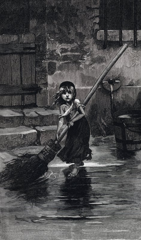 مشهد من البؤساء ، بقلم فيكتور هوغو: تجتاح Cosette (نقش) بواسطة إميل أنطوان (بعد) بايارد
