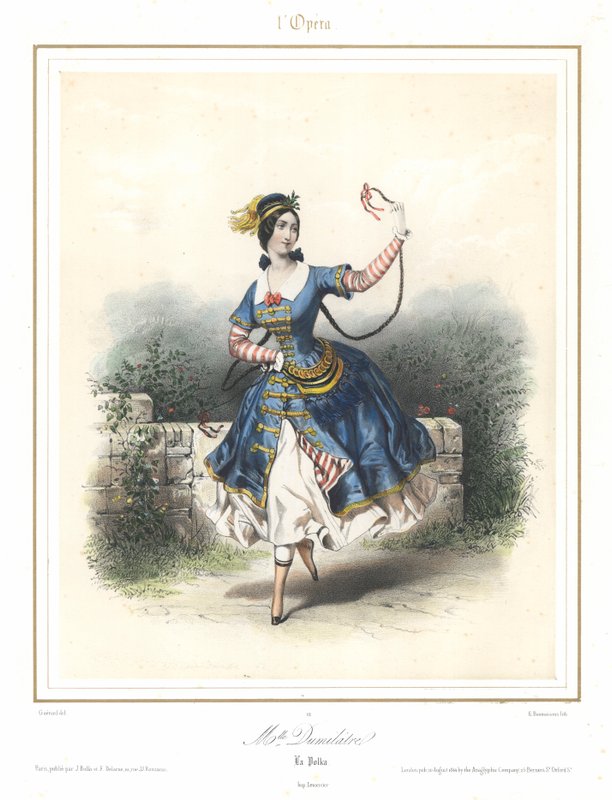 راقصة الباليه الفرنسية أديل دوميلاتر ترقص في أوبرا باريس ، c1840 (لون ليثو) بواسطة اميل ديمايسونز