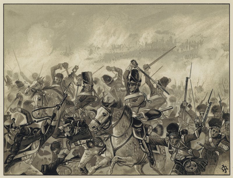 The Greys and Ninety Second at Waterloo ، 18 يونيو 1815 بواسطة مدرسة اللغة الإنجليزية