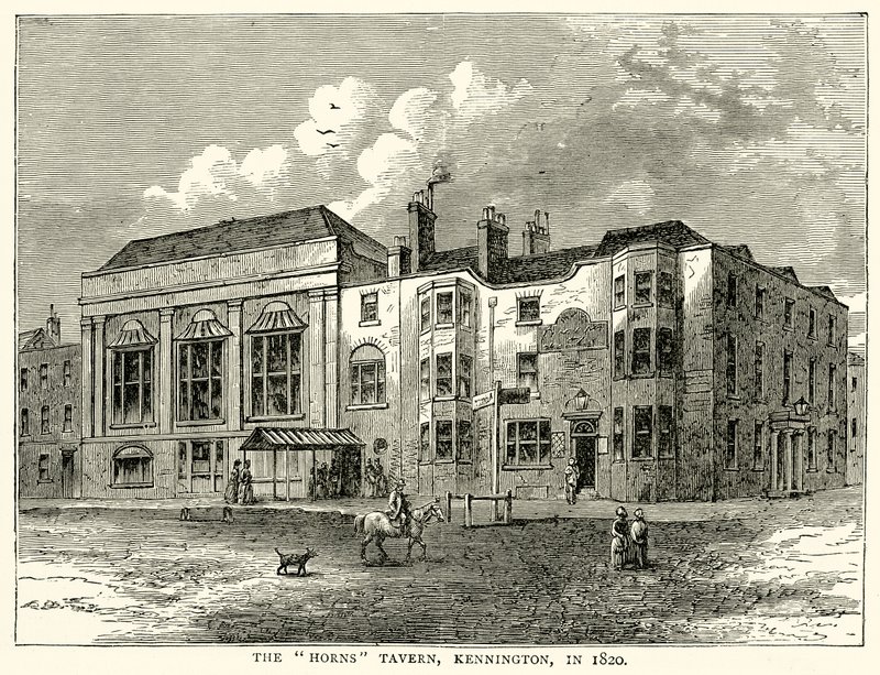 The Horns Tavern ، Kennington ، في عام 1820 بواسطة مدرسة اللغة الإنجليزية
