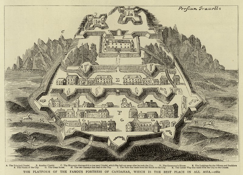 منصة حصن قندهار الشهير ، وهو أفضل مكان في آسيا كلها ، 1660 بواسطة مدرسة اللغة الإنجليزية