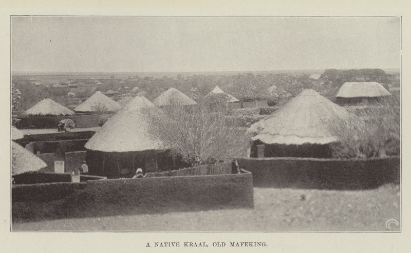 Kraal الأصلي ، Mafeking قديم بواسطة مصور انجليزى