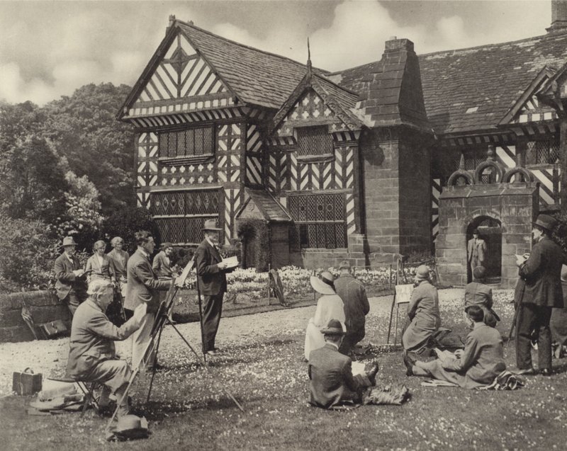 فصل رسم في Speke Hall (صورة b / w) بواسطة مصور انجليزى
