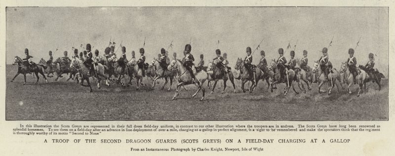 فرقة من حراس التنين الثاني (Scots Greys) في يوم الشحن في جالوب بواسطة مصور انجليزى