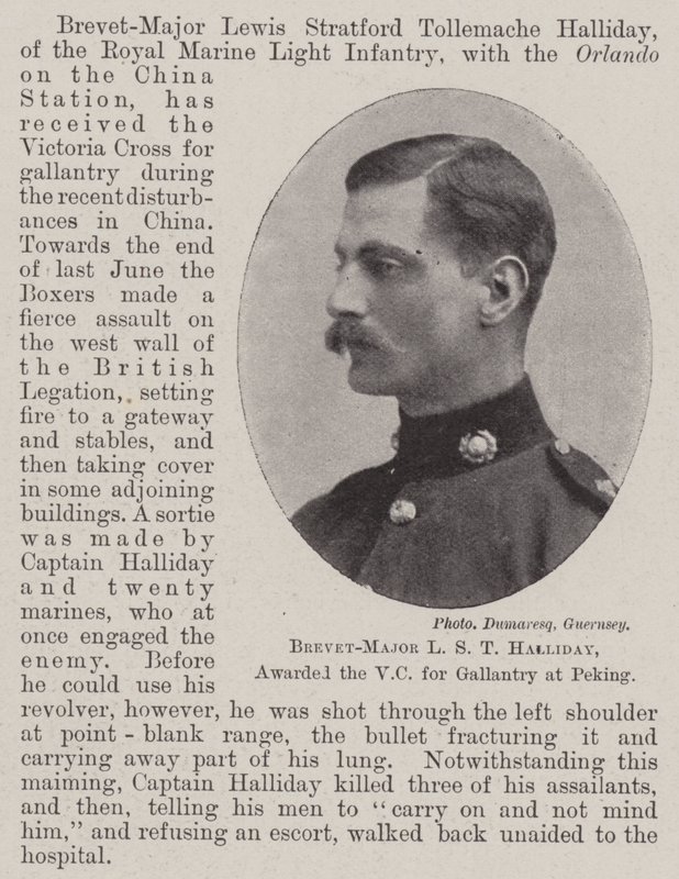Brevet-Major LST Halliday ، منح VC لـ Gallantry في بكين بواسطة مصور انجليزى