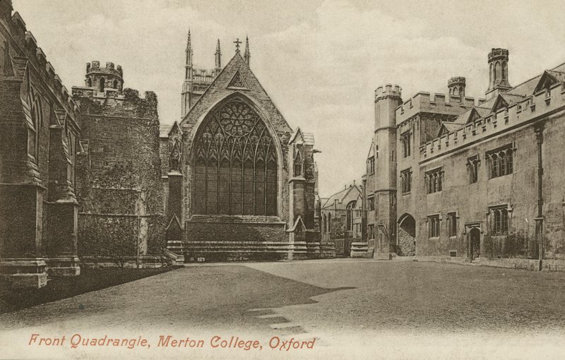 Front Quad, Merton College, Oxford, Oxfordshire (b/w photo) بواسطة مصور انجليزى
