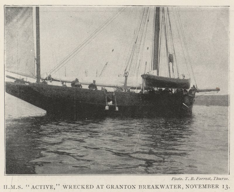 HMS Active ، محطم في Granton Breakwater ، 13 نوفمبر بواسطة مصور انجليزى