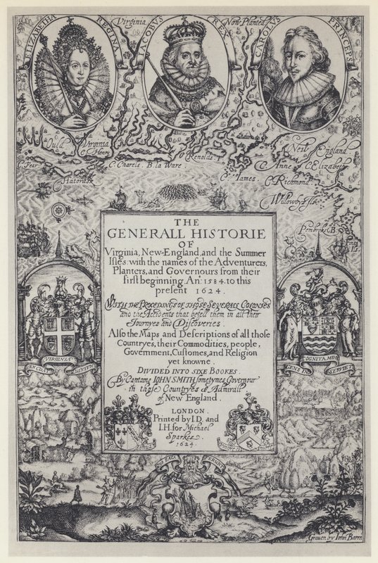 John Smith, The Generall Historie of Virginia, J Dawson for M Sparkes 1624 (b/w photo) بواسطة مصور انجليزى