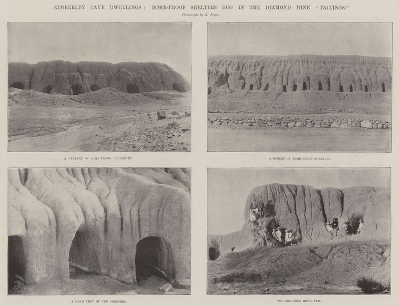 Kimberley Cave Dwellings ، ملاجئ واقية من القنابل حفرت في مخلفات منجم الماس بواسطة مصور انجليزى