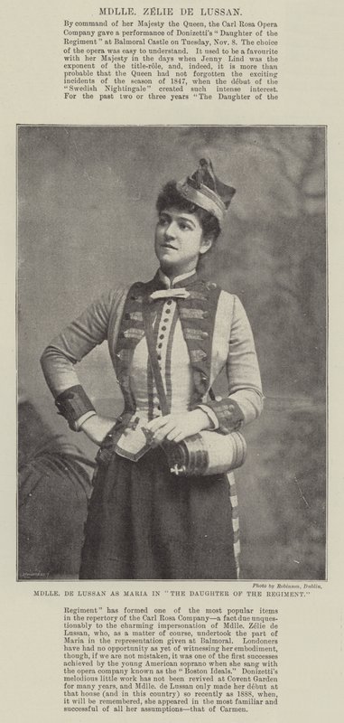 Mademoiselle de Lussan مثل ماريا في ابنة الفوج بواسطة مصور انجليزى