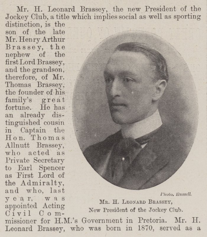 السيد H Leonard Brassey ، الرئيس الجديد لنادي الفارس بواسطة مصور انجليزى