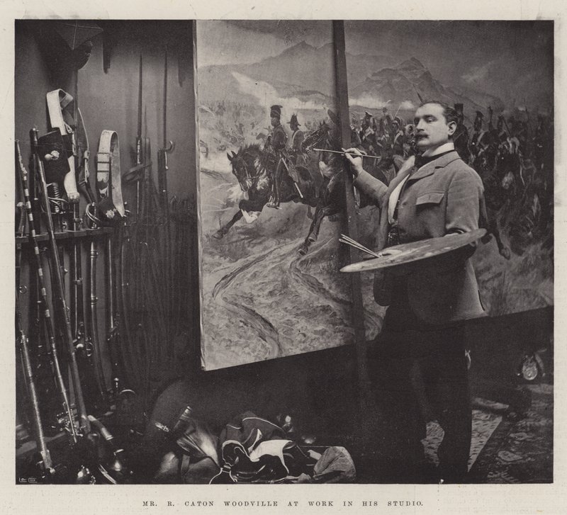 السيد R Caton Woodville في العمل في الاستوديو الخاص به بواسطة مصور انجليزى