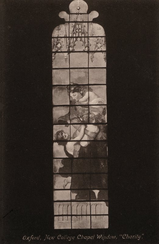 أكسفورد ، New College Chapel Window ، Charity (b / w photo) بواسطة مصور انجليزى