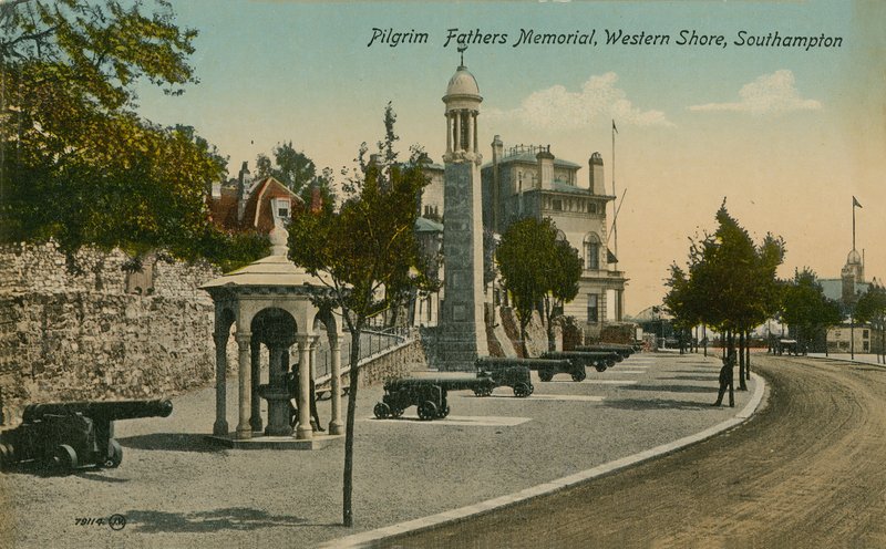 حاج الآباء التذكاري ، الشاطئ الغربي ، ساوثامبتون. أُرسلت البطاقة البريدية عام 1913. بواسطة مصور انجليزى