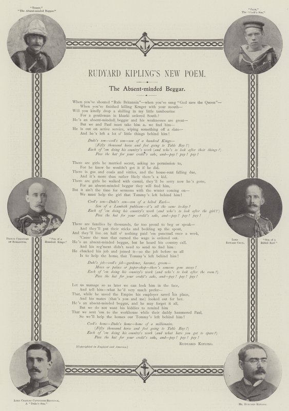 Rudyard Kiplings قصيدة جديدة ، المتسول الغائب بواسطة مصور انجليزى