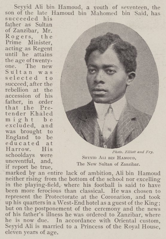 Seyyid Ali bin Hamoud, the New Sultan of Zanzibar  بواسطة مصور انجليزى