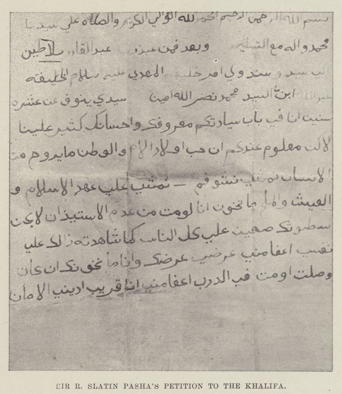 عريضة السير R Slatin Pashas إلى الخليفة بواسطة مصور انجليزى